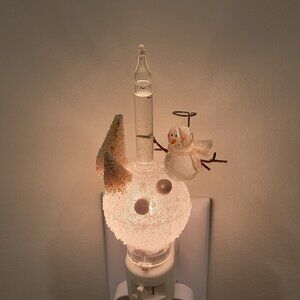 Snowman Night Light Snowball Tree Seasons of Cannon Falls Bubble Glitter